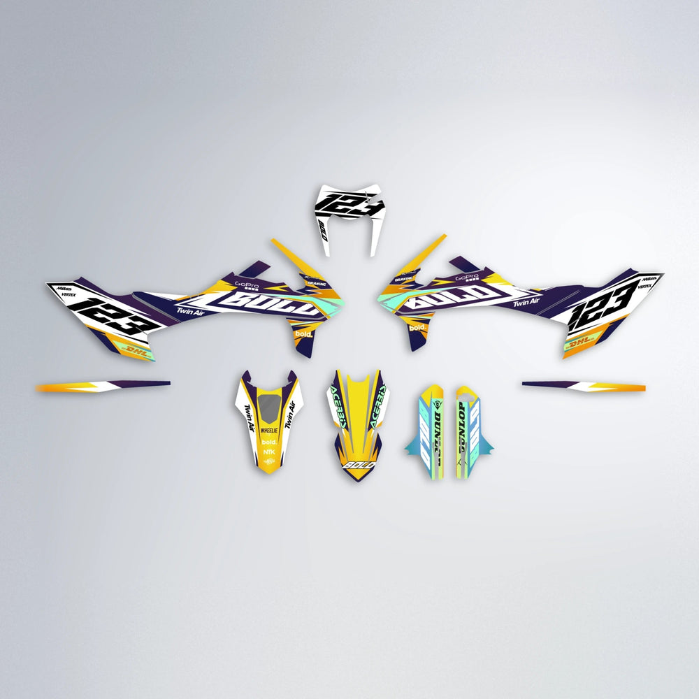 STENMARK KTM SMC 690 graphics kit parts layout in Orange & Yellow