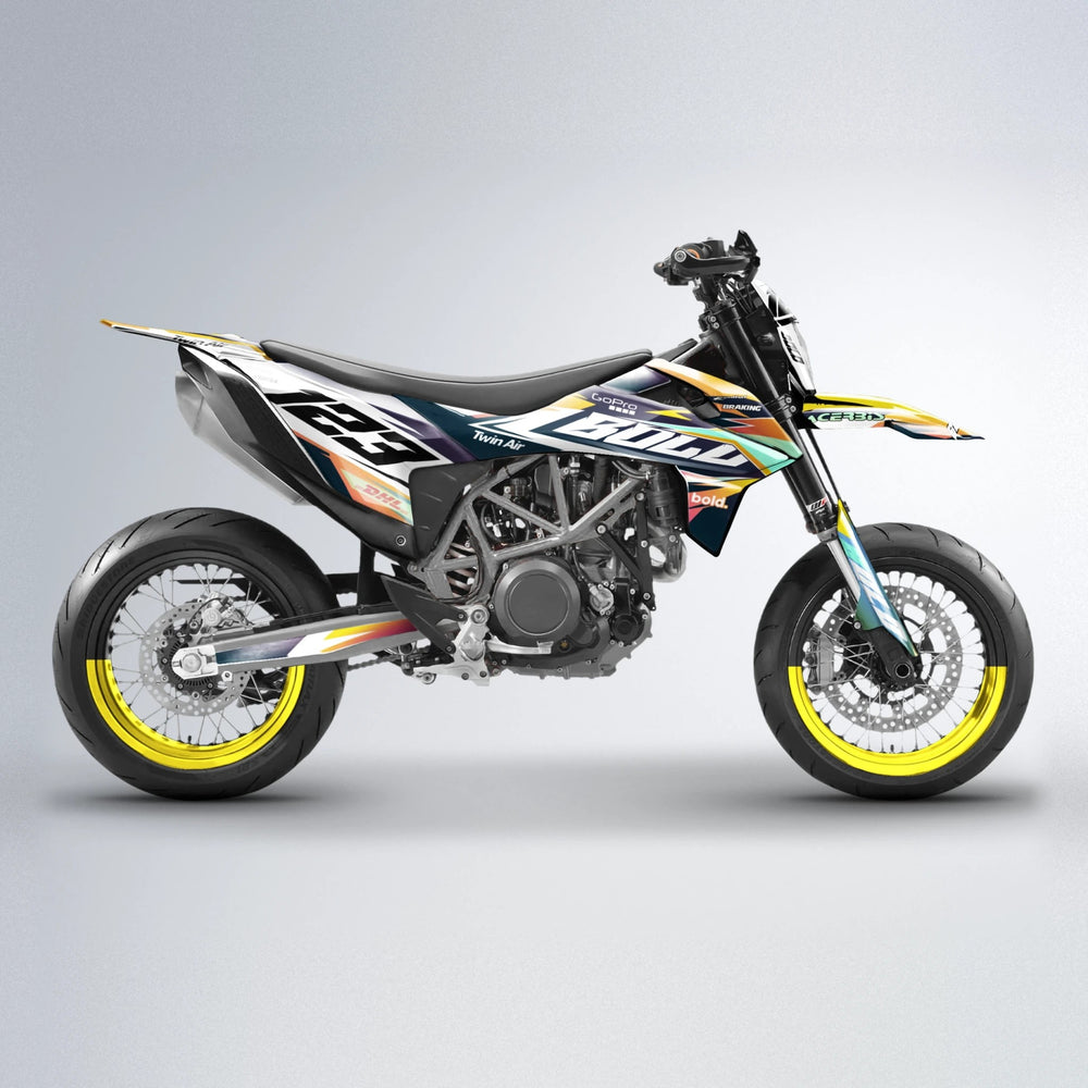STENMARK KTM SMC 690 supermoto graphics kit in Pink & Yellow