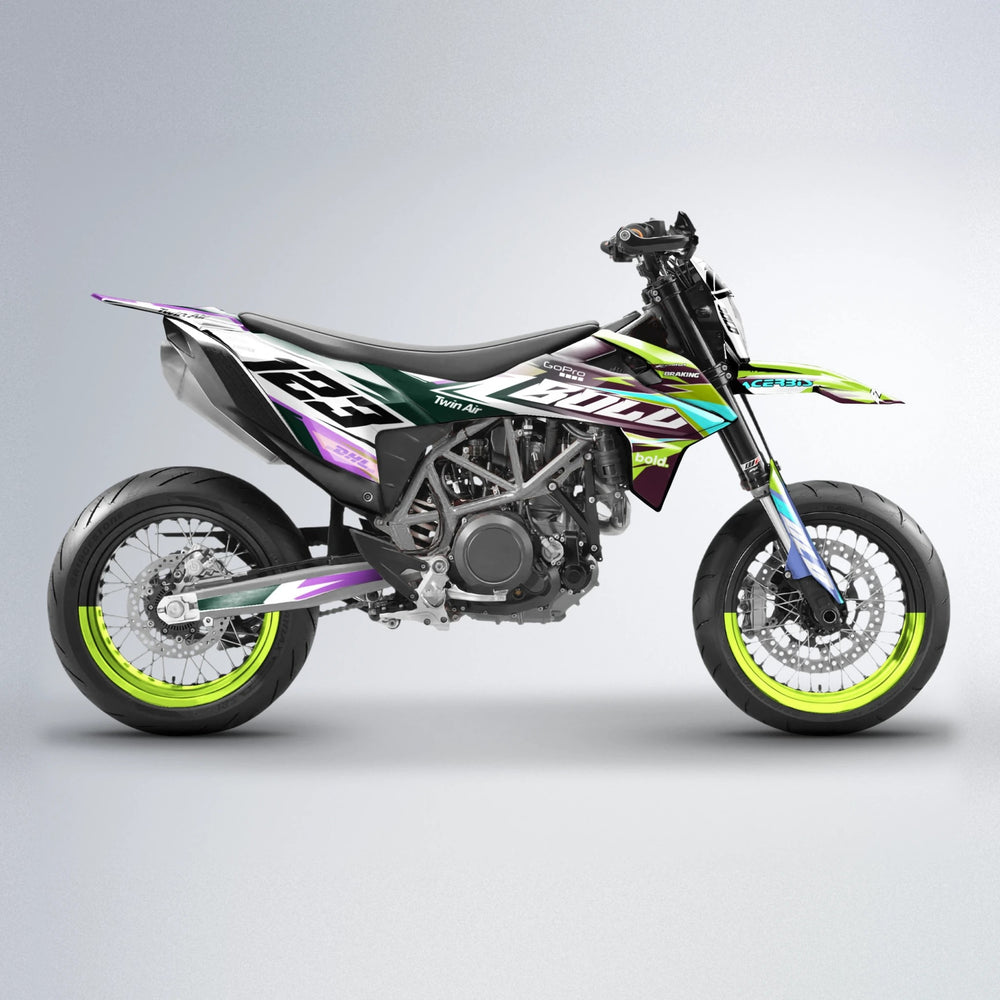 STENMARK KTM SMC 690 supermoto graphics kit in Purple & Yellow