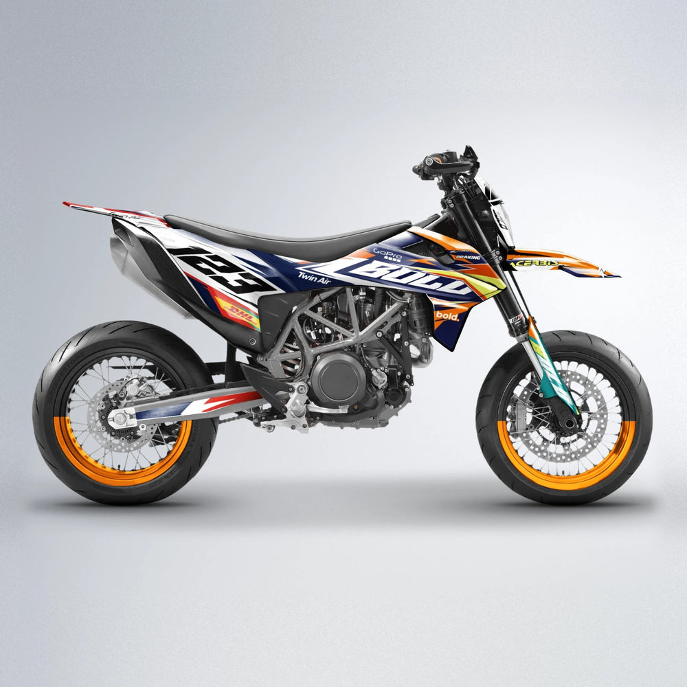 STENMARK KTM SMC 690 supermoto graphics kit in Red & Orange
