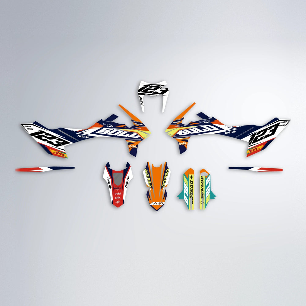 STENMARK KTM SMC 690 graphics kit parts layout in Red & Orange