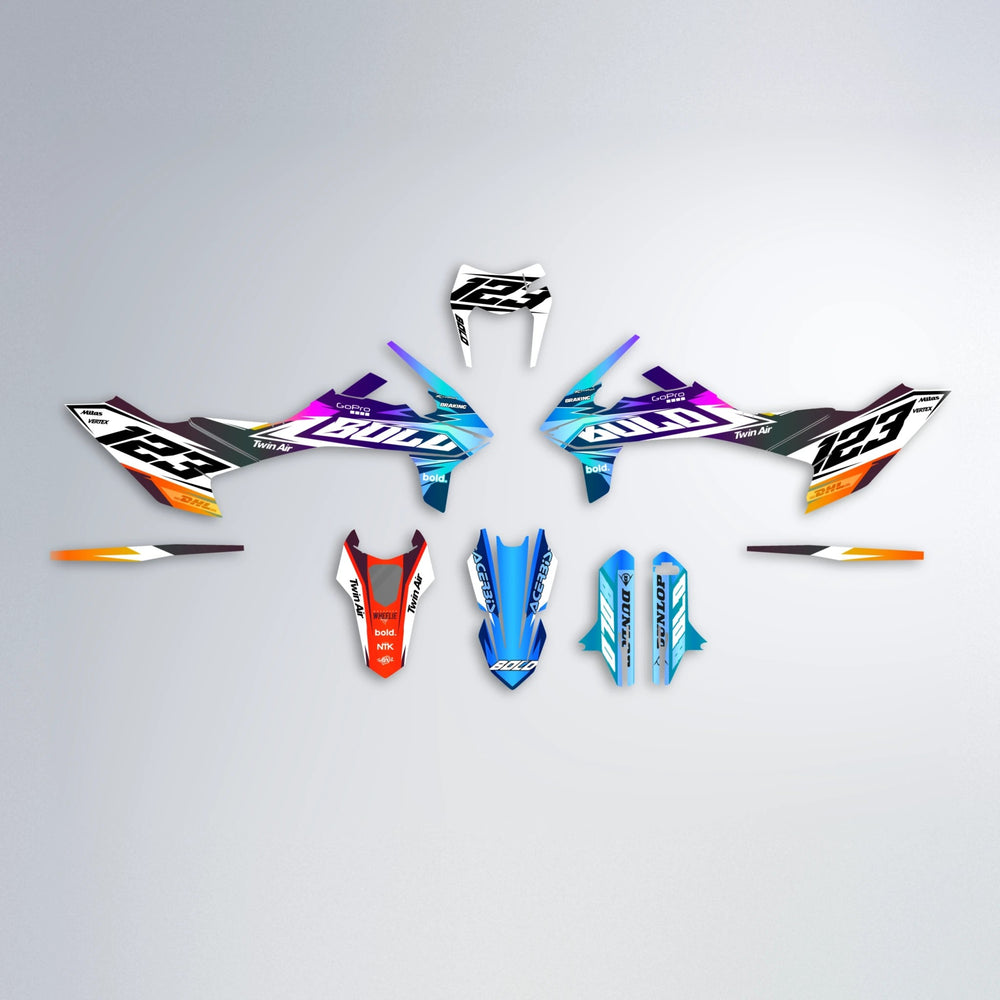 STENMARK KTM SMC 690 graphics kit parts layout in Sunset Fade