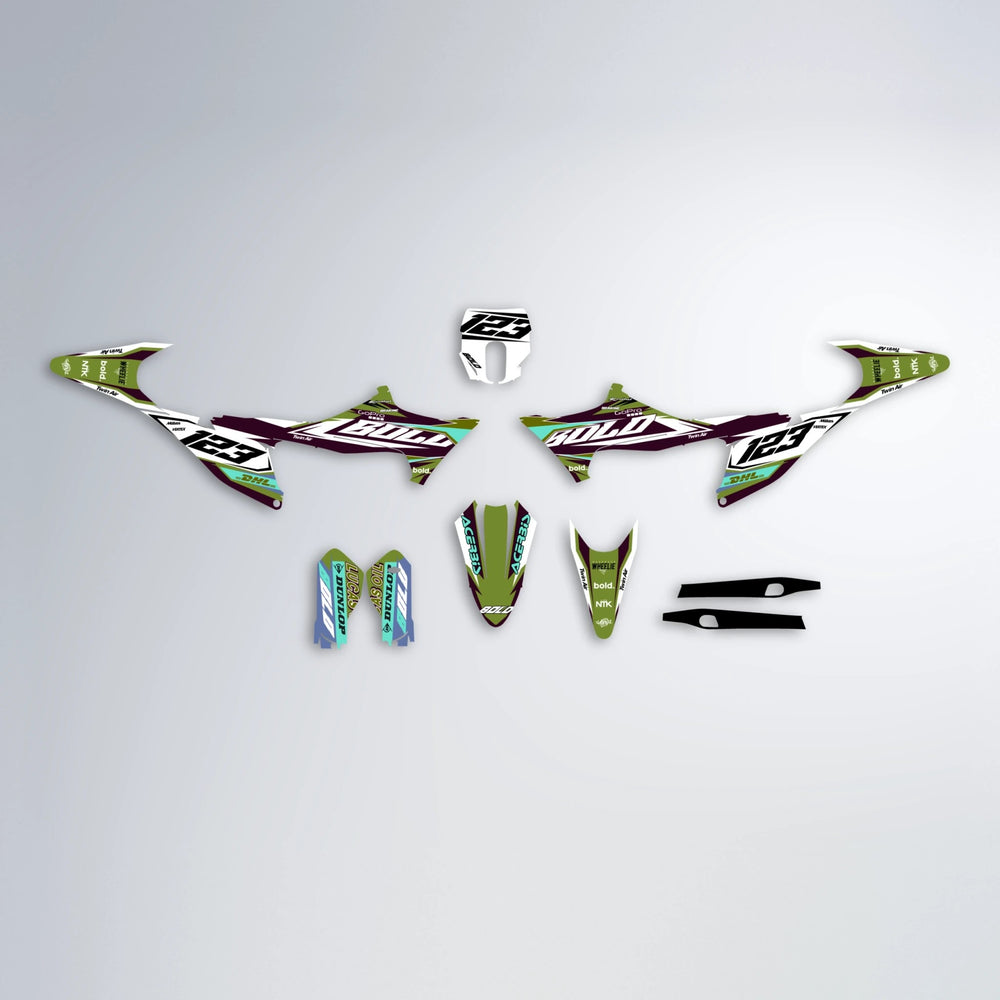 STENMARK Stark Varg MX graphics kit parts layout in Olive