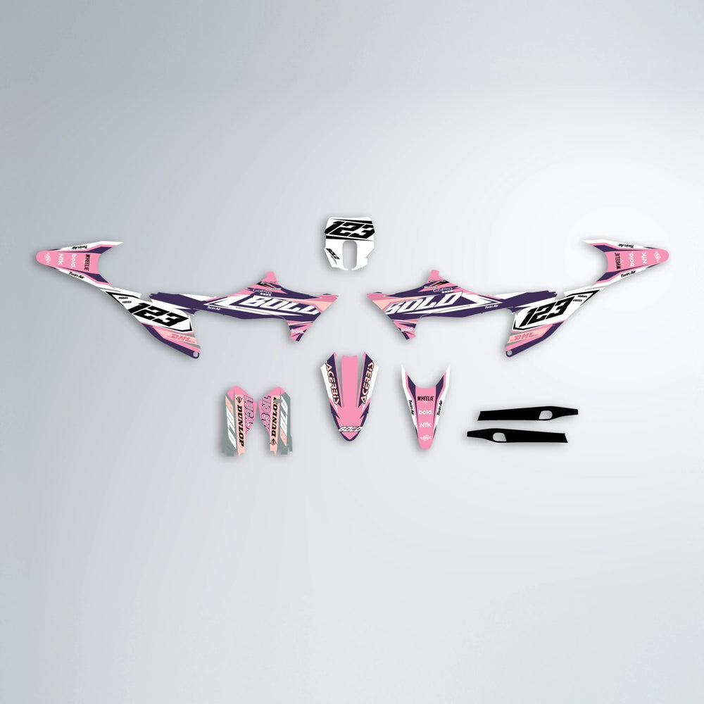STENMARK Stark Varg MX graphics kit parts layout in Sakura Pink