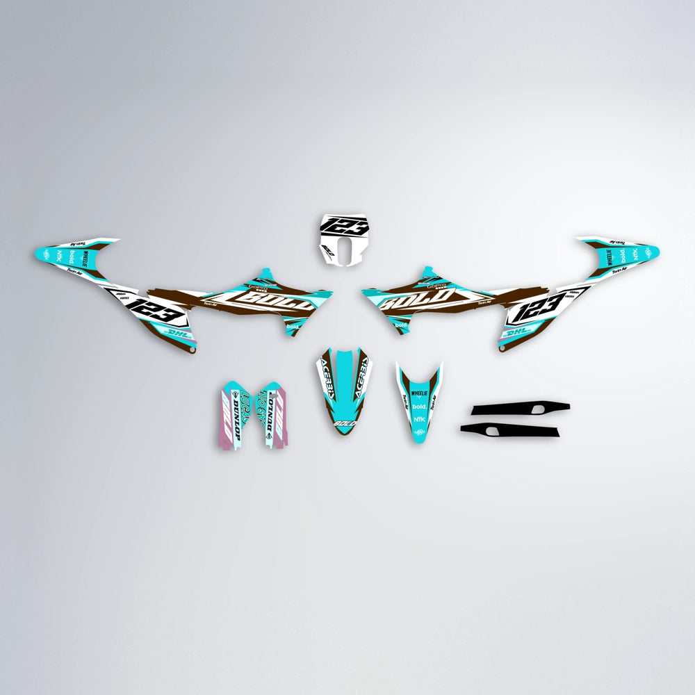 STENMARK Stark Varg MX graphics kit parts layout in Teal