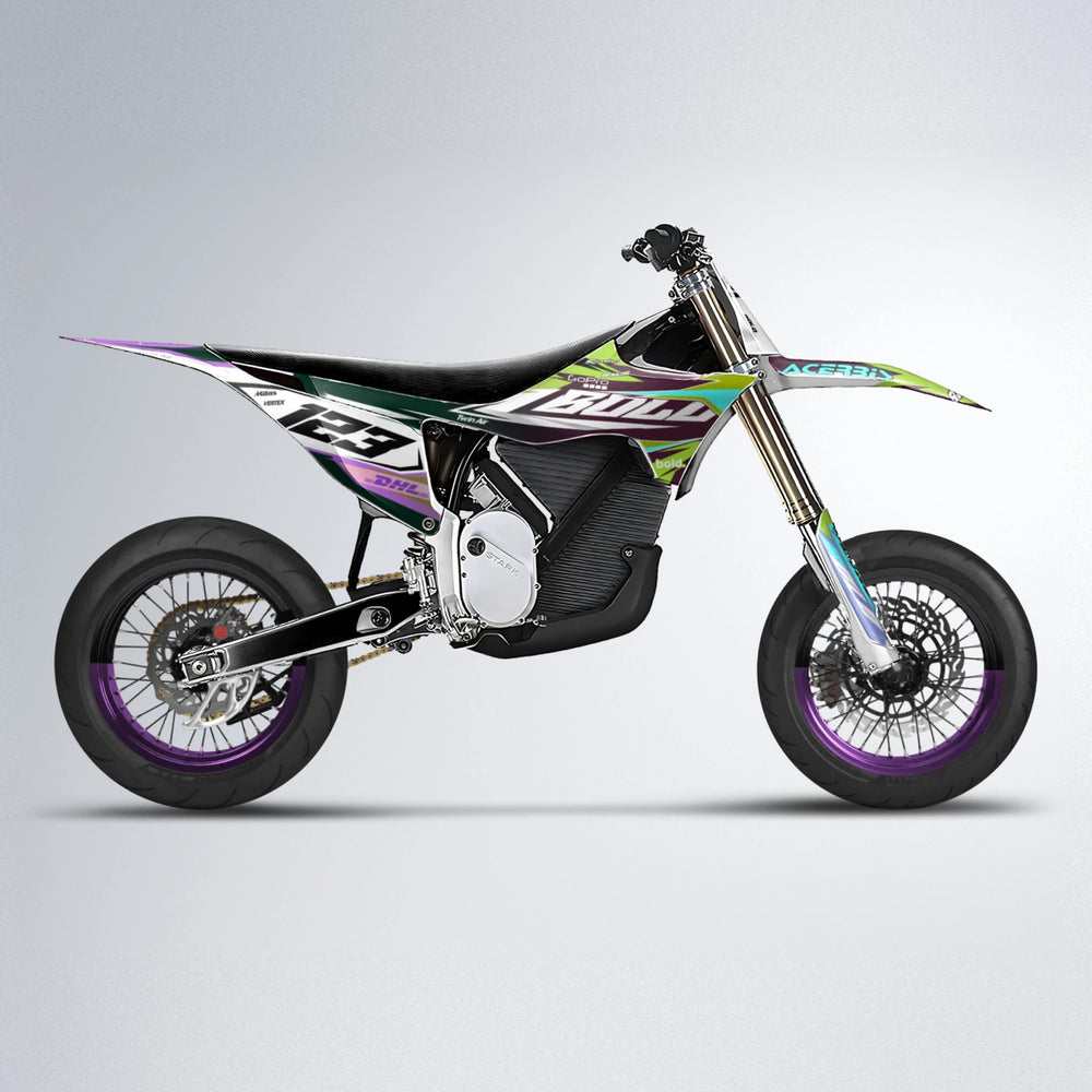 STENMARK Stark Varg SM supermoto graphics kit in Purple & Yellow