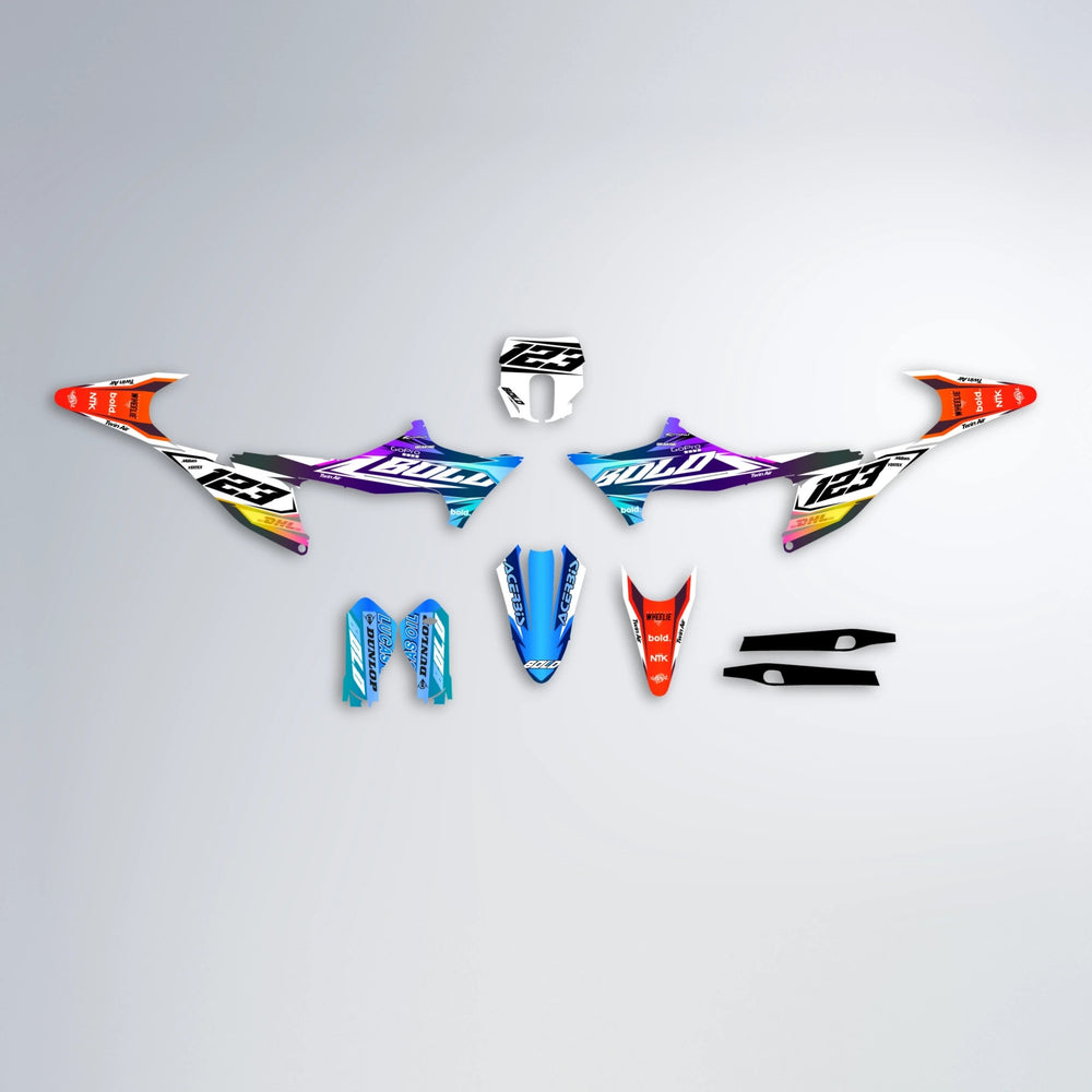 STENMARK Stark Varg SM graphics kit parts layout in Sunset Fade