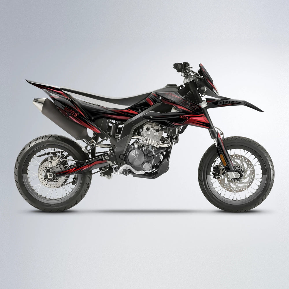 STORM Aprilia SX 125 supermoto graphics kit in Black & Red