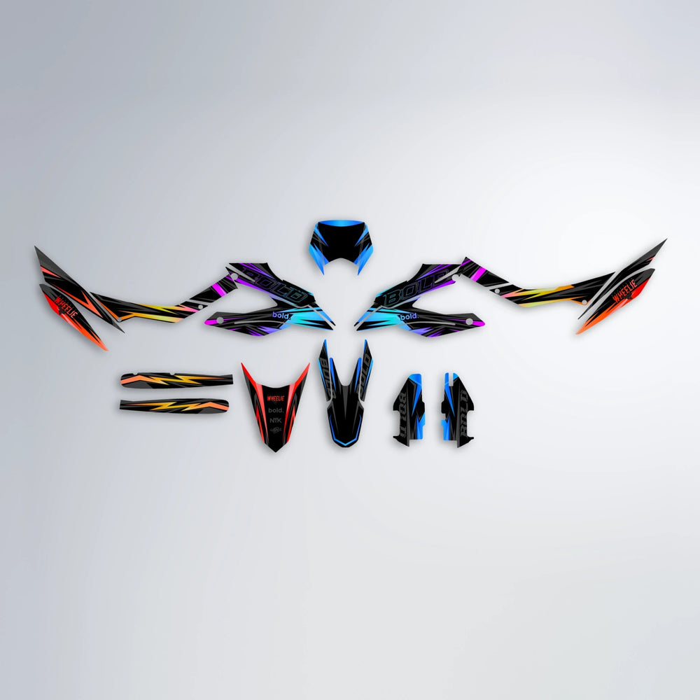 STORM Aprilia SX 125 graphics kit parts layout in Sunset Fade