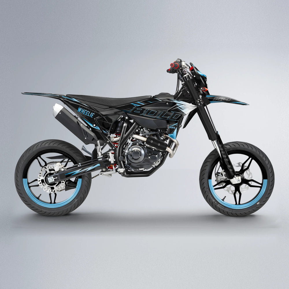 STORM Beta supermoto graphics kit in Light Blue & White