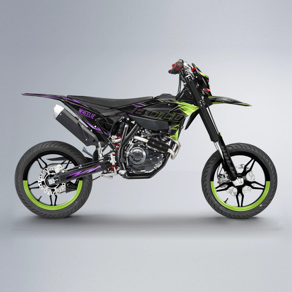 STORM Beta supermoto graphics kit in Purple & Yellow