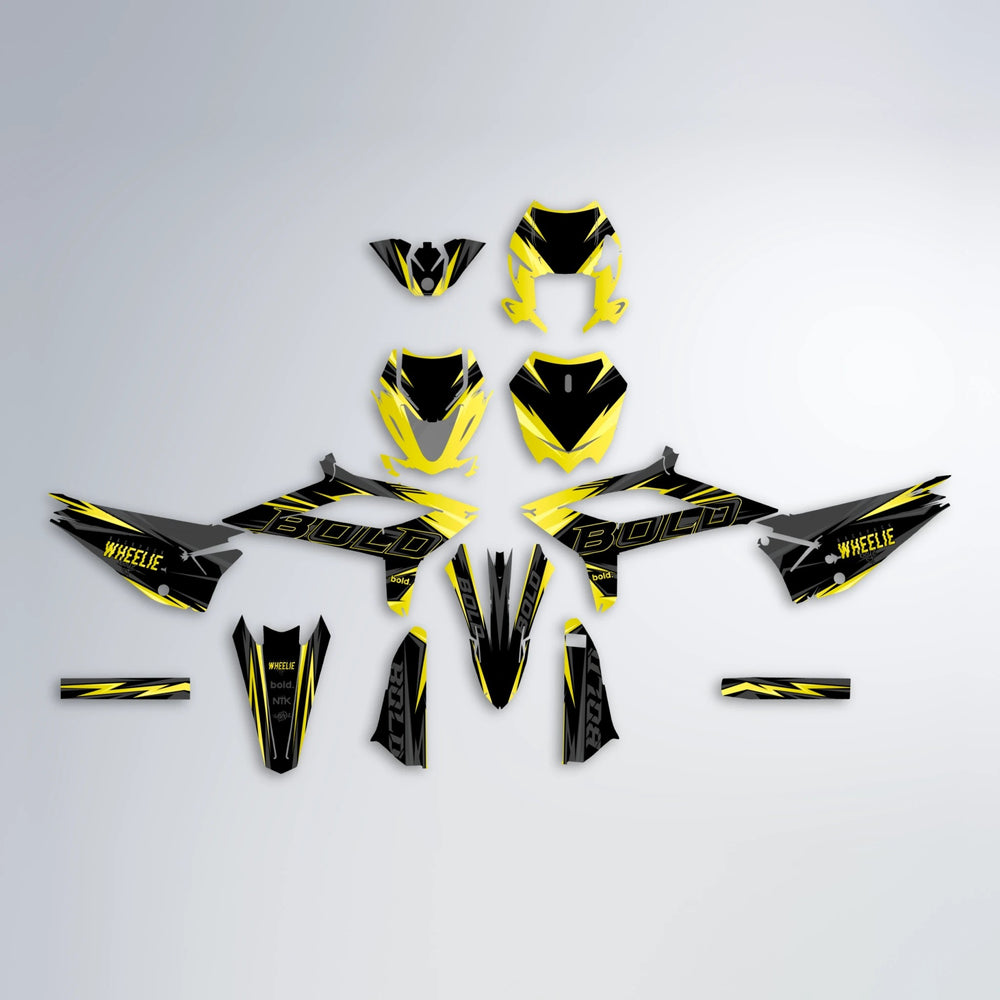 STORM Beta graphics kit parts layout in Yellow