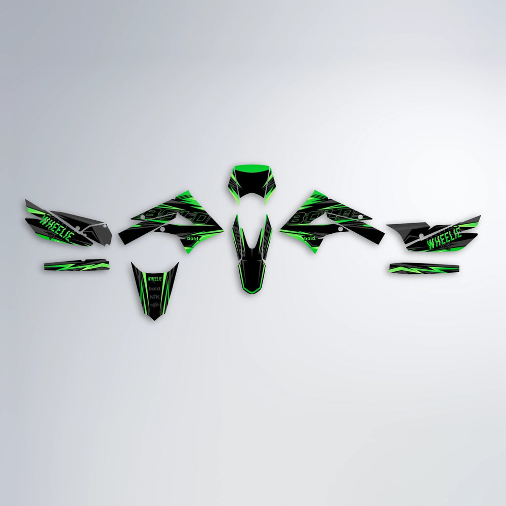 STORM Derbi Senda graphics kit parts layout in Green