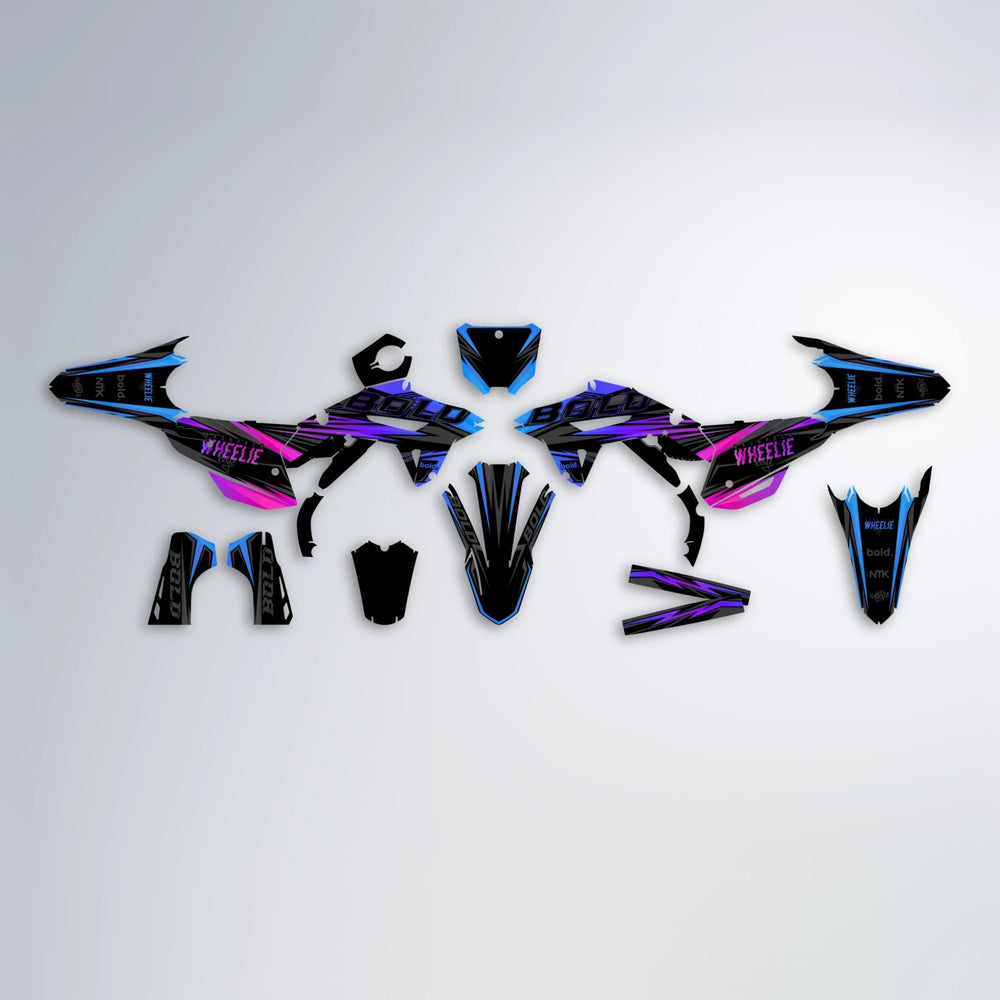 STORM Honda graphics kit parts layout in Blue Purple Fade