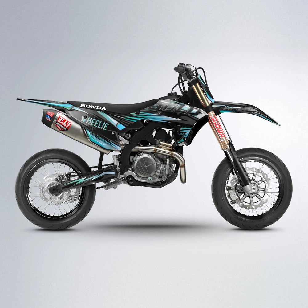 STORM Honda supermoto graphics kit in Light Blue & White