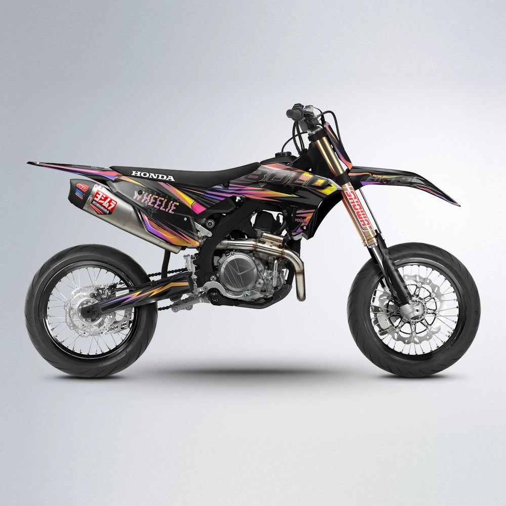 STORM Honda supermoto graphics kit in Pink & Yellow