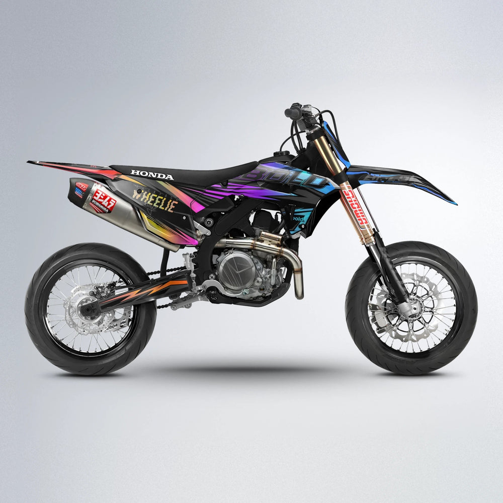 STORM Honda supermoto graphics kit in Sunset Fade