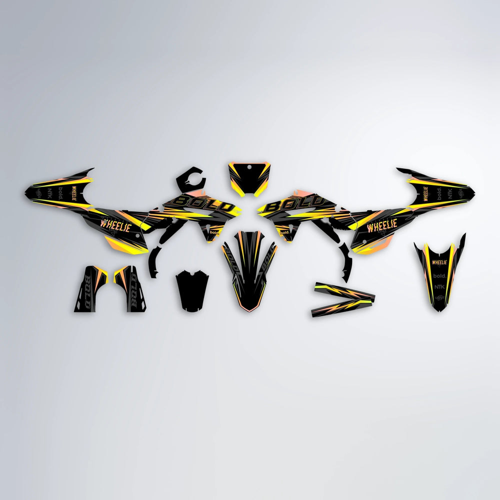 STORM Honda graphics kit parts layout in Yellow