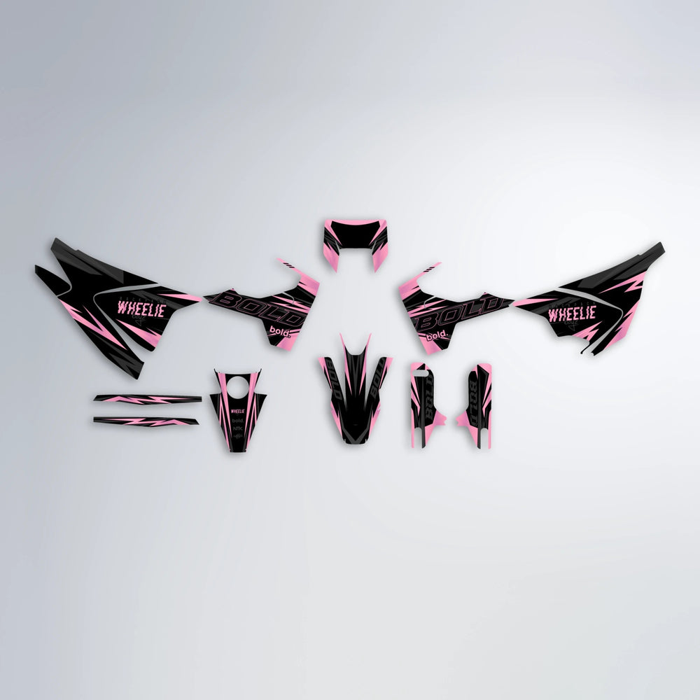 STORM Husqvarna 701 graphics kit parts layout in Sakura Pink
