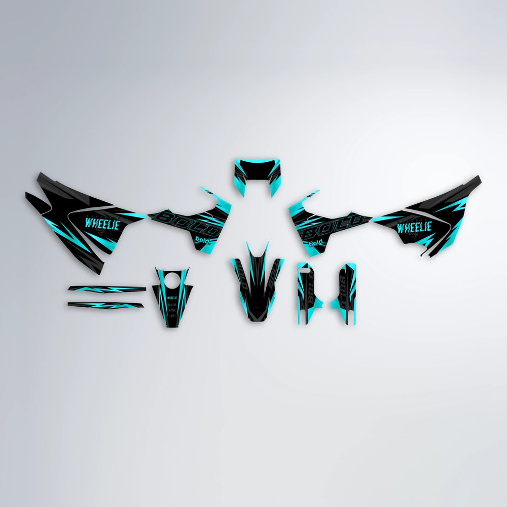STORM Husqvarna 701 graphics kit parts layout in Teal
