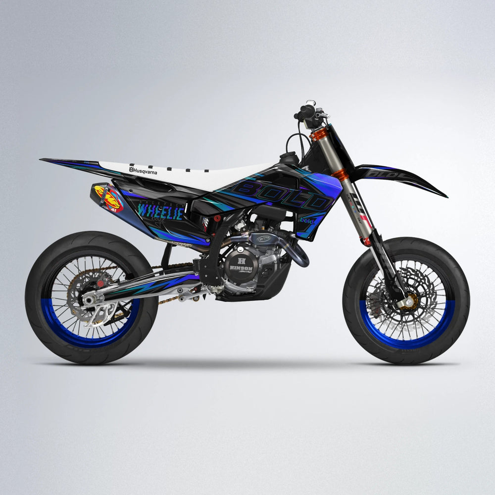 STORM Husqvarna FE/TE supermoto graphics kit in Blue