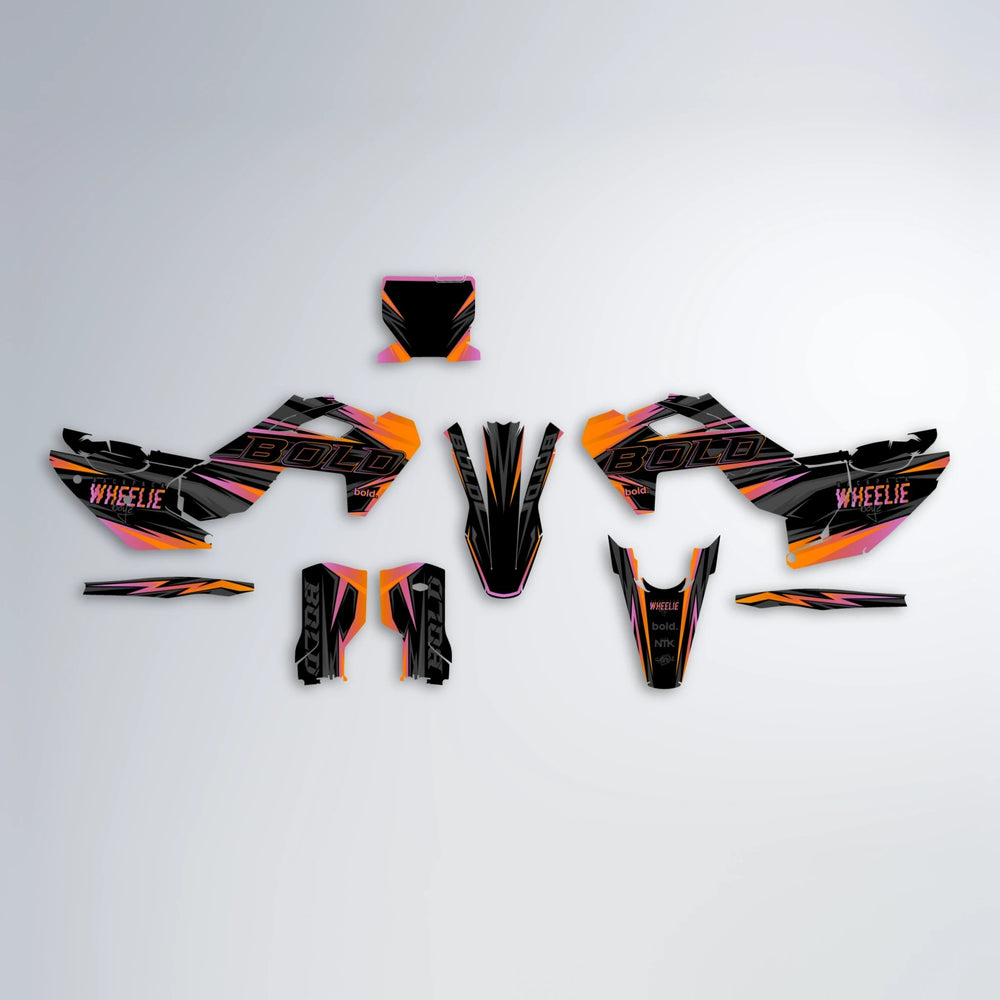 STORM Husqvarna FE/TE graphics kit parts layout in Orange