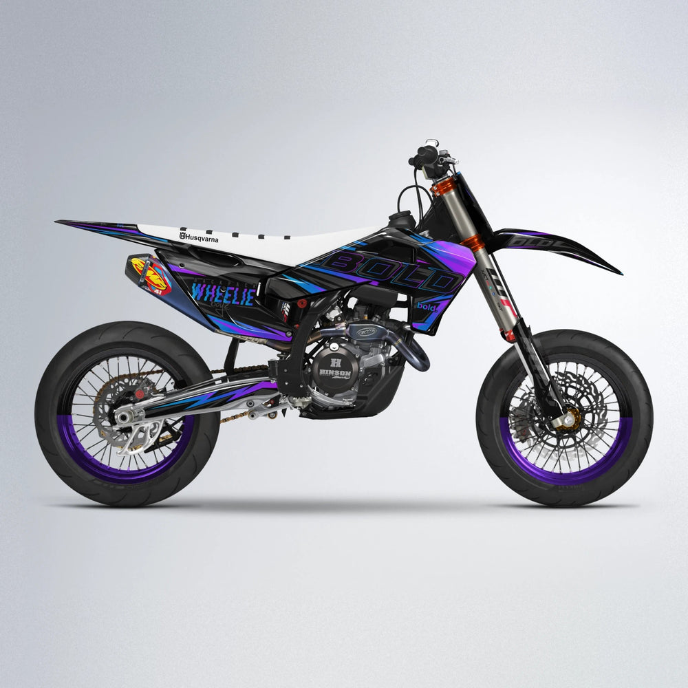 STORM Husqvarna FE/TE supermoto graphics kit in Purple