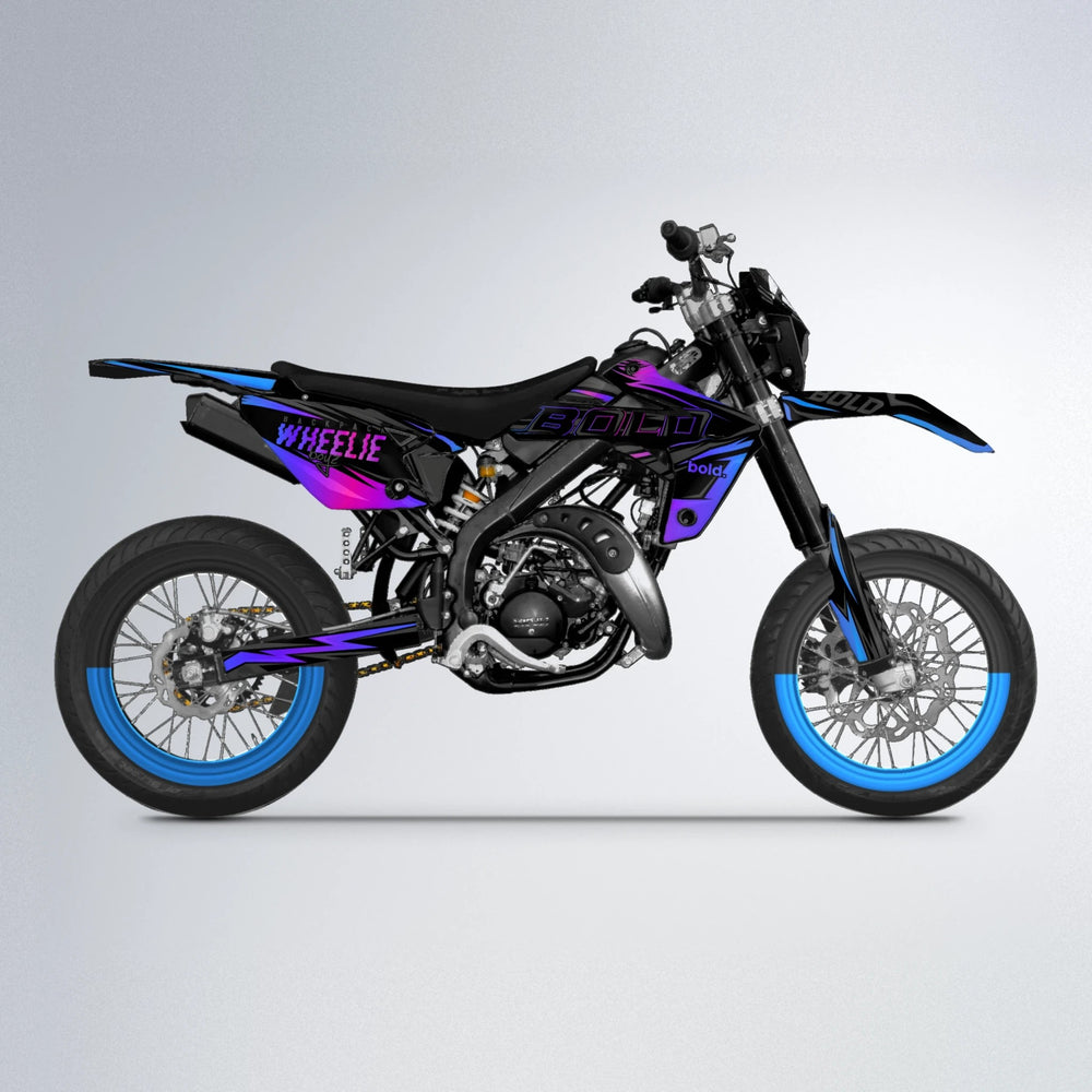 STORM Rieju MRT supermoto graphics kit in Blue Purple Fade