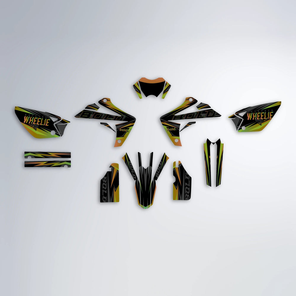 STORM Rieju MRT graphics kit parts layout in Olive