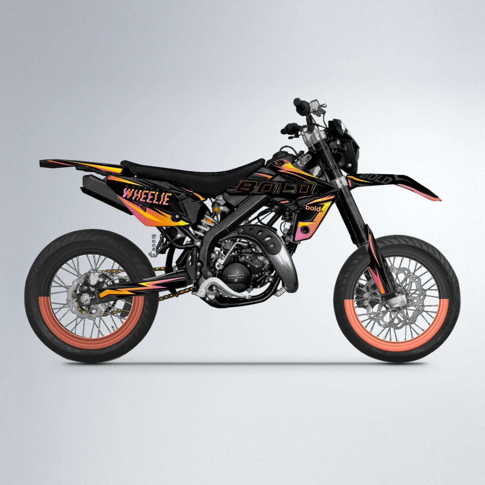 STORM Rieju MRT supermoto graphics kit in Orange & Yellow
