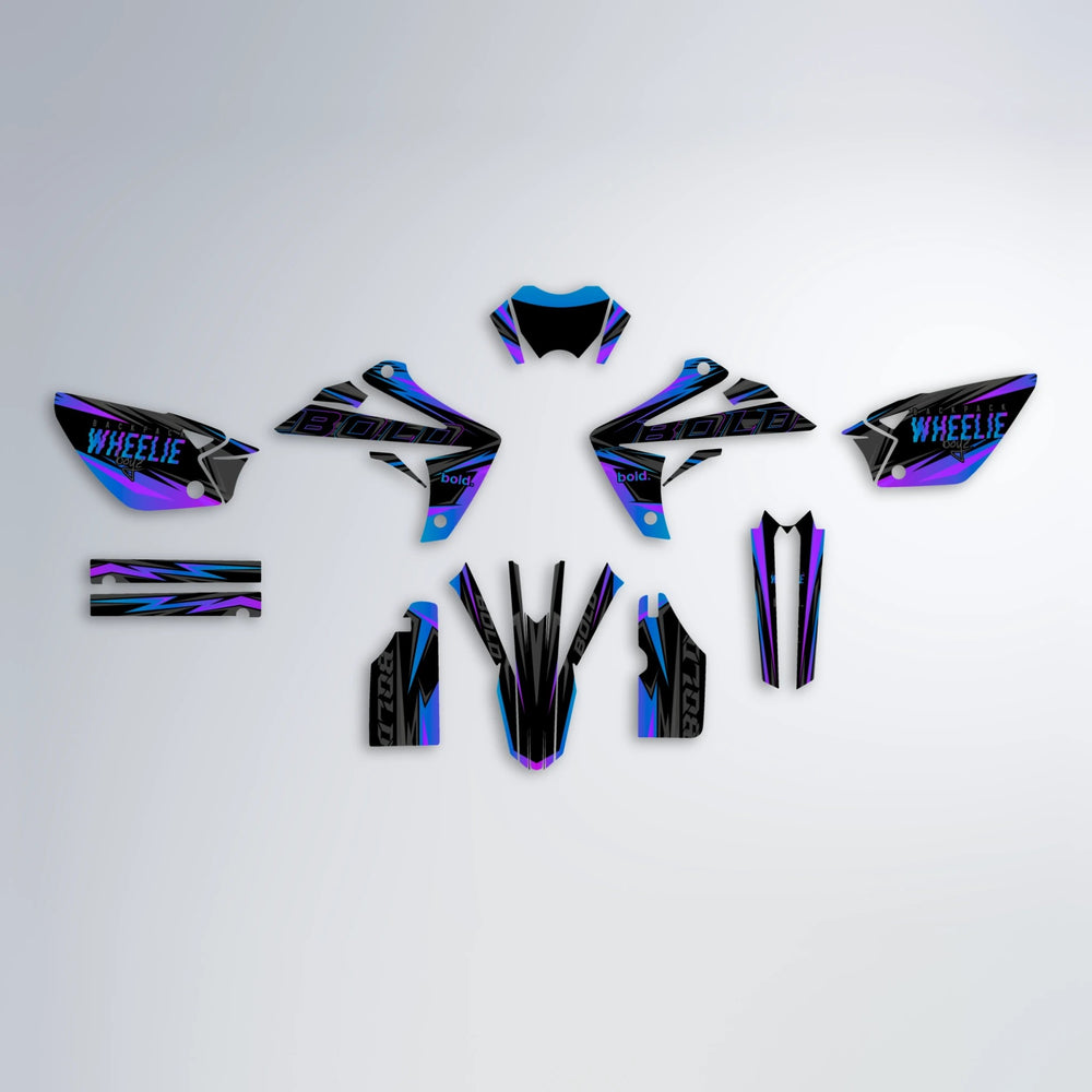 STORM Rieju MRT graphics kit parts layout in Purple