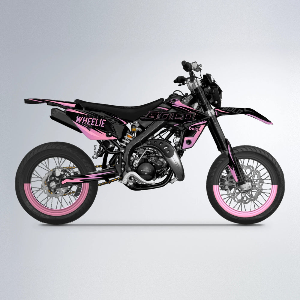 STORM Rieju MRT supermoto graphics kit in Sakura Pink