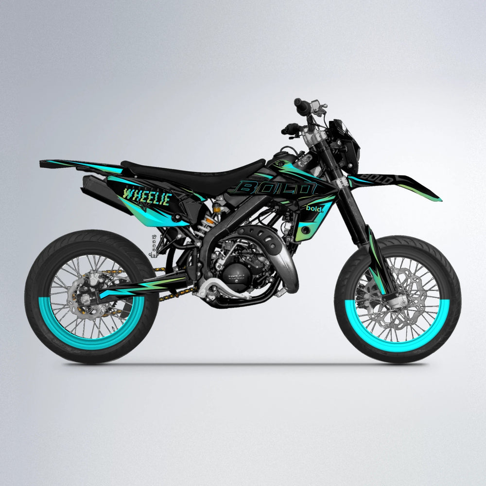 STORM Rieju MRT supermoto graphics kit in Teal