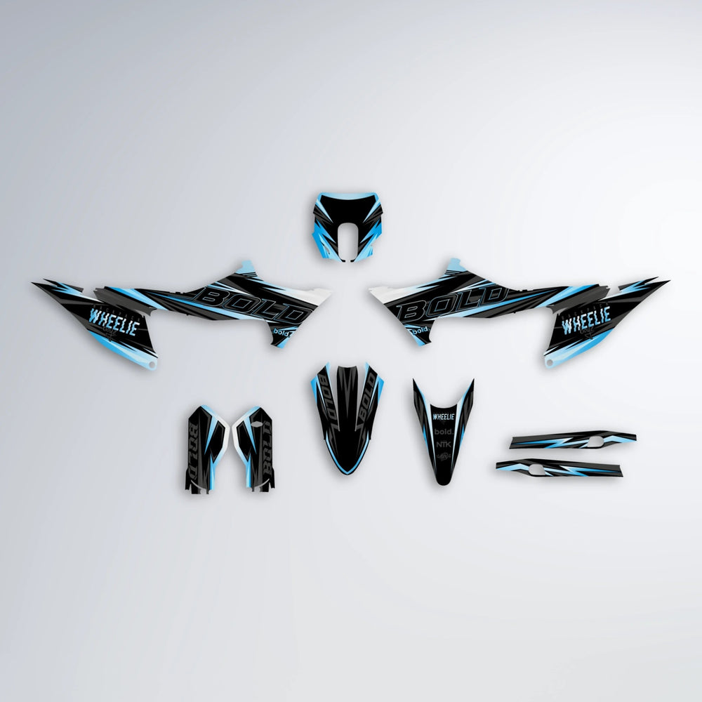 STORM Stark Varg SM graphics kit parts layout in Light Blue & White