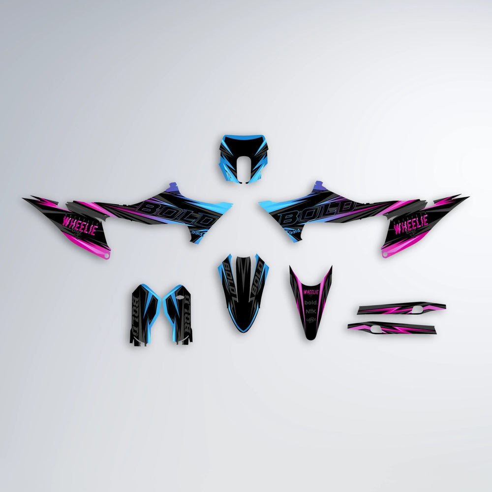 STORM Stark Varg SM graphics kit parts layout in Pink & Light Blue