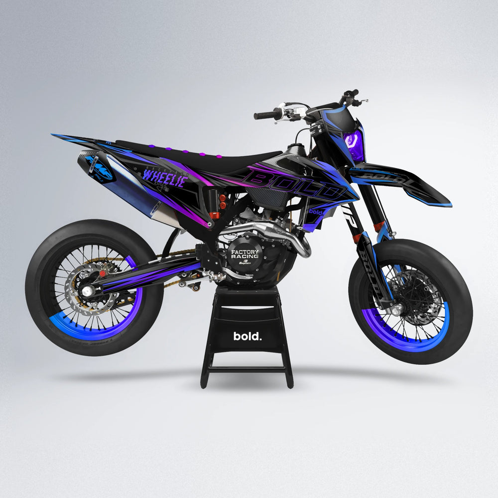 STORM supermoto graphics kit in Blue Purple Fade