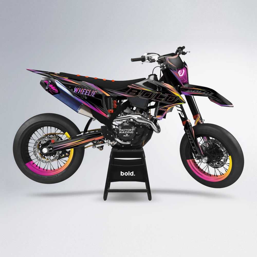 STORM supermoto graphics kit in Pink & Yellow