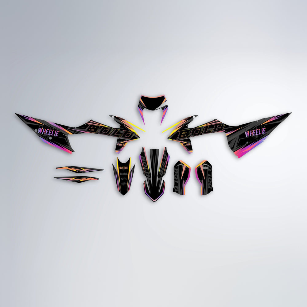 STORM graphics kit parts layout in Pink & Yellow