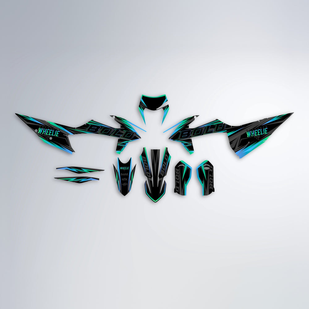 STORM graphics kit parts layout in Teal/Green