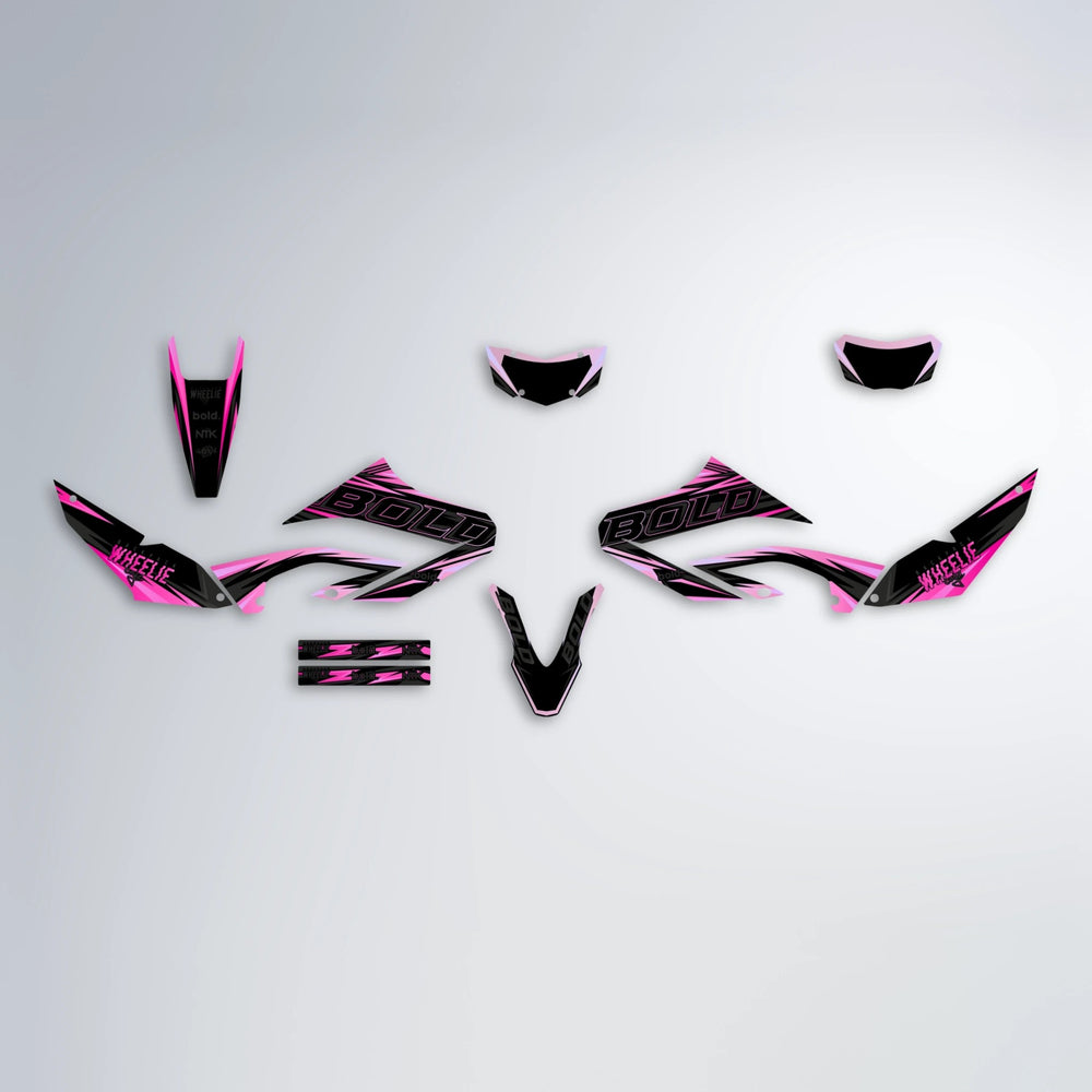 STORM Yamaha WR 125X graphics kit parts layout in Flamingo