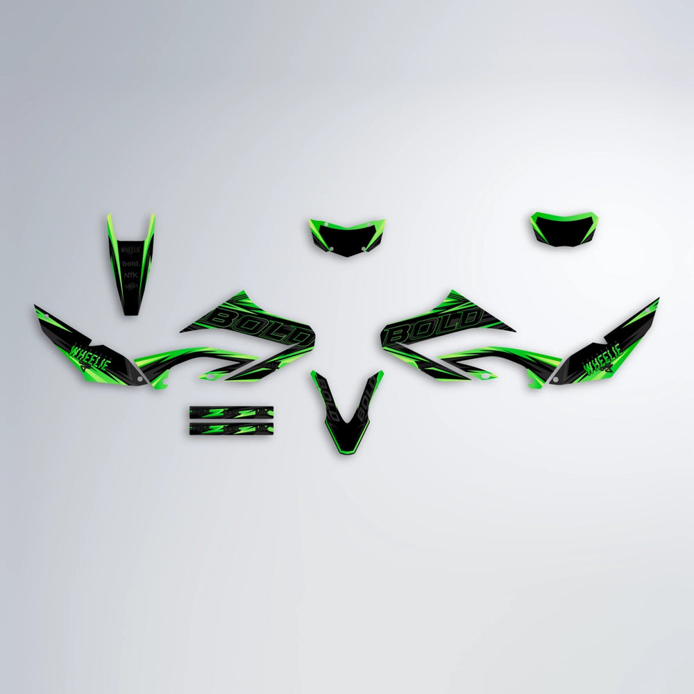 STORM Yamaha WR 125X graphics kit parts layout in Green