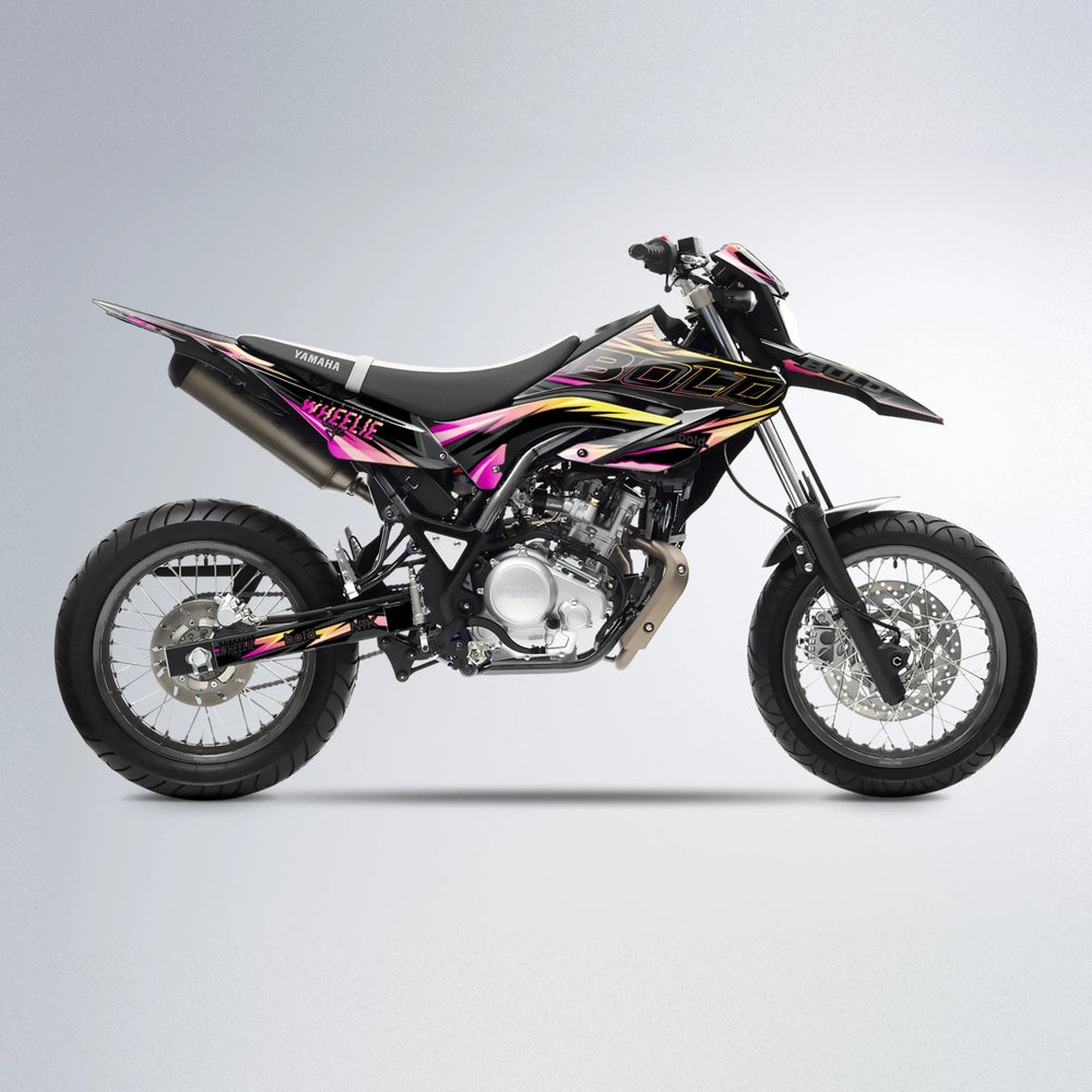 STORM Yamaha WR 125X supermoto graphics kit in Pink & Yellow
