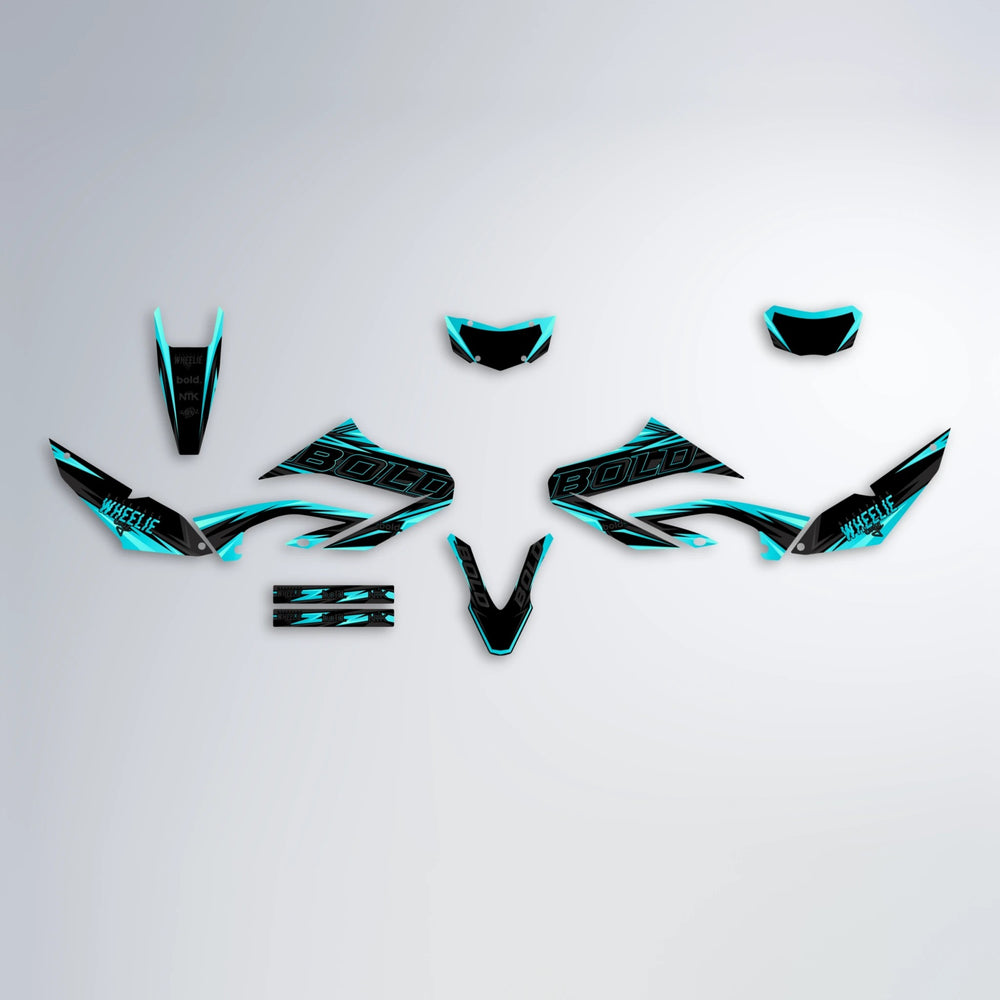 STORM Yamaha WR 125X graphics kit parts layout in Teal