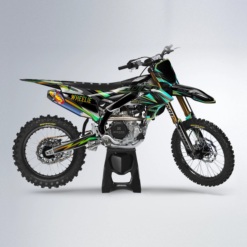 STORM Yamaha YZF MX motocross graphics kit in Cyan & Green