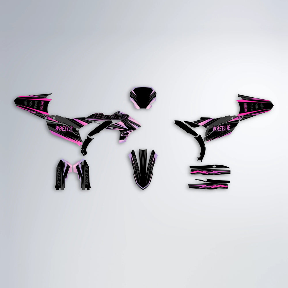 STORM Yamaha YZF MX graphics kit parts layout in Flamingo