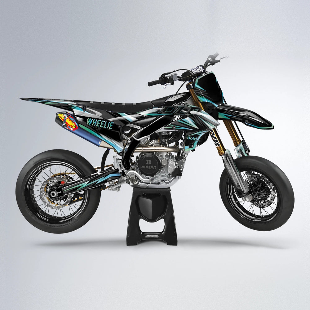 STORM Yamaha YZF SM supermoto graphics kit in Light Blue & White