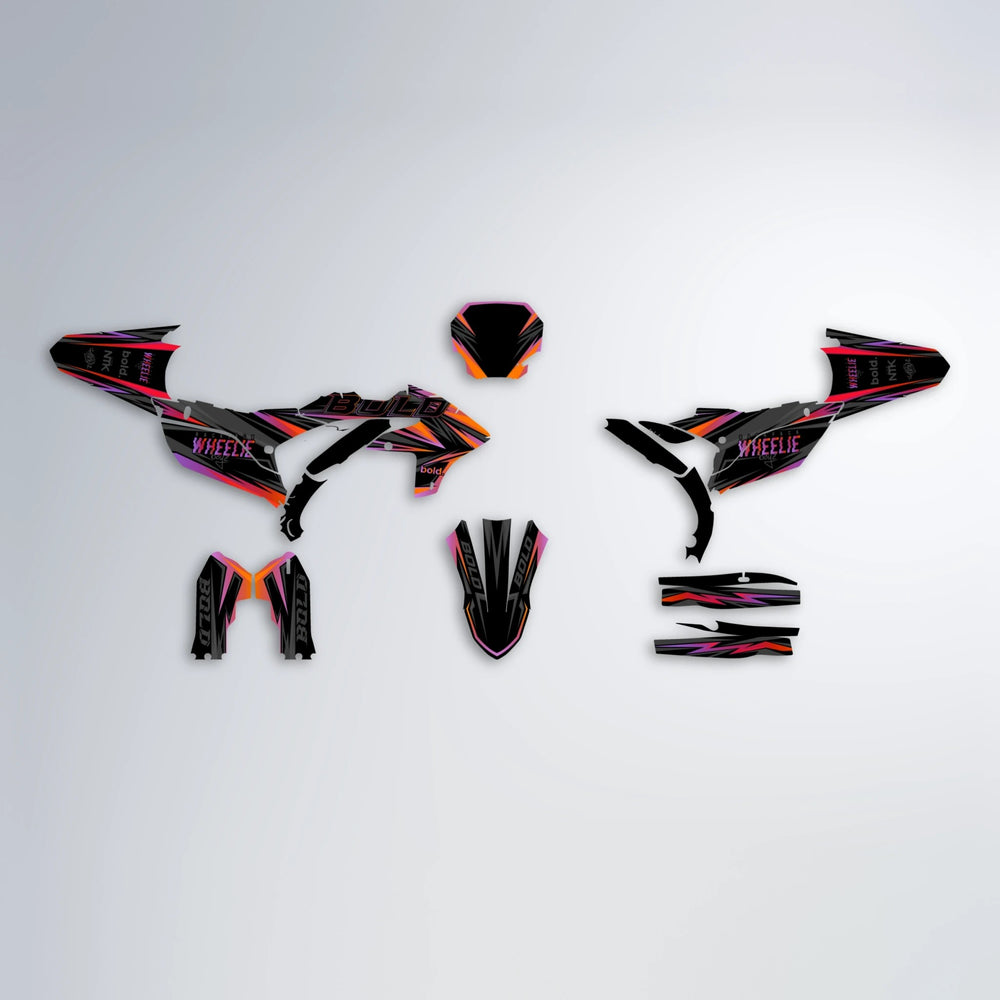 STORM Yamaha YZF SM graphics kit parts layout in Red & Orange
