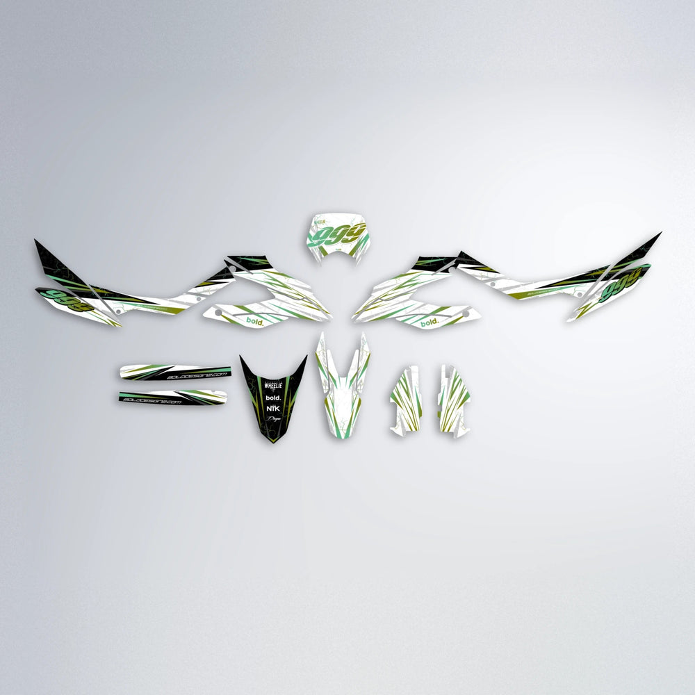 SUNRISE Aprilia SX 125 graphics kit parts layout in Olive