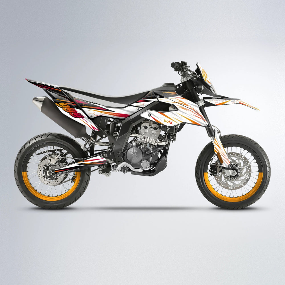 SUNRISE Aprilia SX 125 supermoto graphics kit in Red & Orange