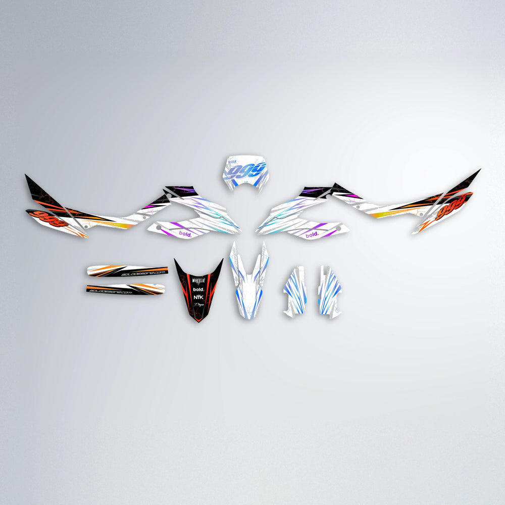 SUNRISE Aprilia SX 125 graphics kit parts layout in Sunset Fade
